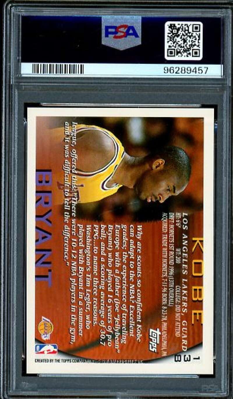 NBA】Kobe Bryant 1996 Topps #138RC PSA9